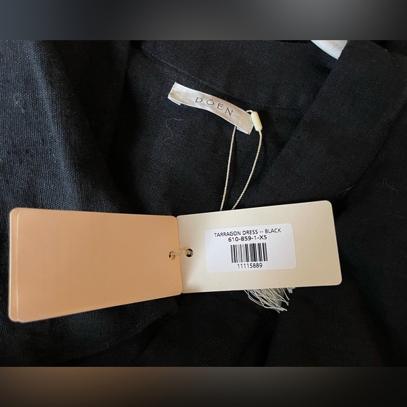 NWT Doen Tarragon Ruffle Midi Dress in Black Linen Silk Blend Pocket Sz XS - Picture 8 of 9